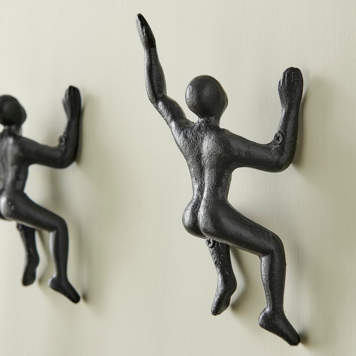 Cast Iron Black Wall Climber Hooks Set of 2