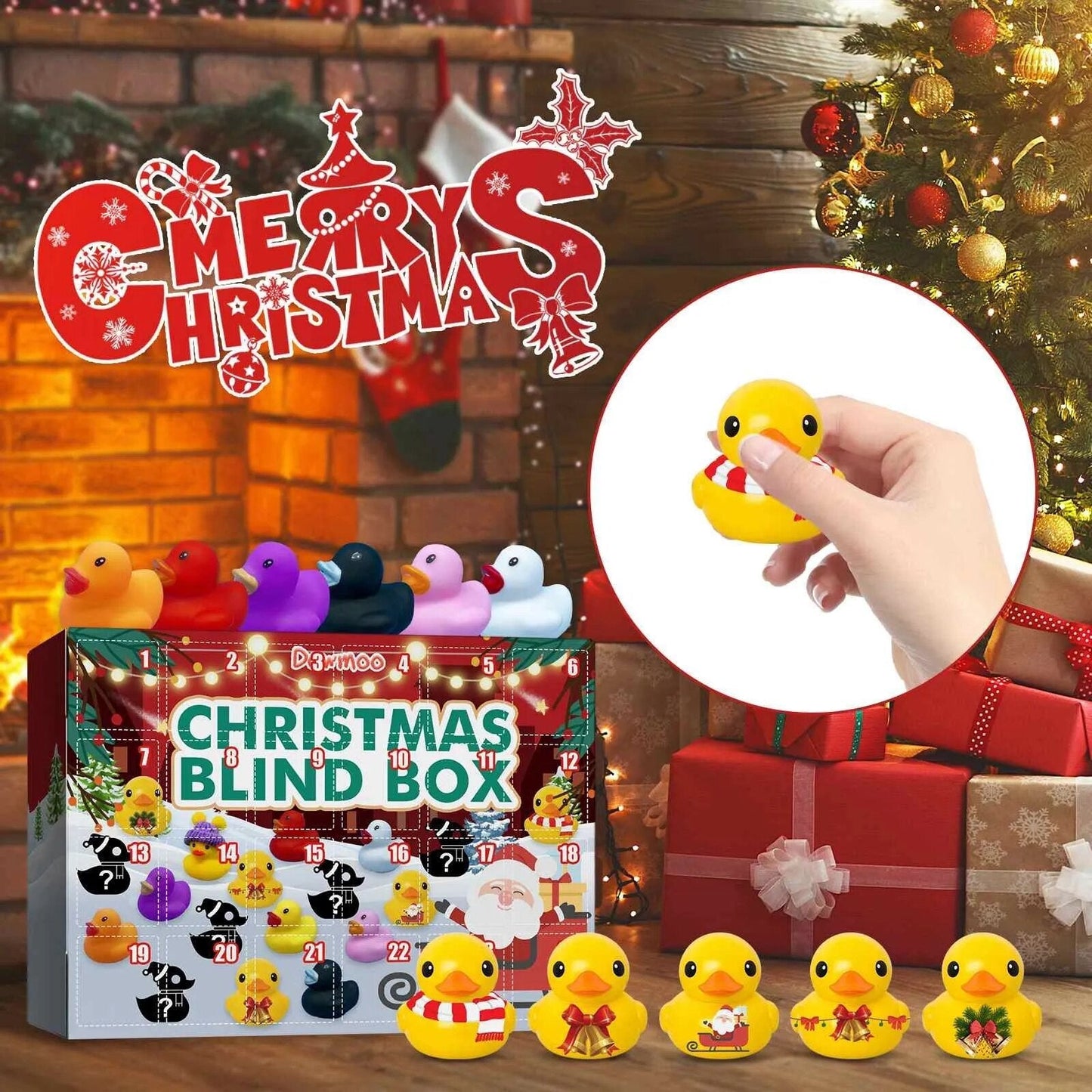 Christmas Advent Calendar with 24 Unique Rubber Ducks