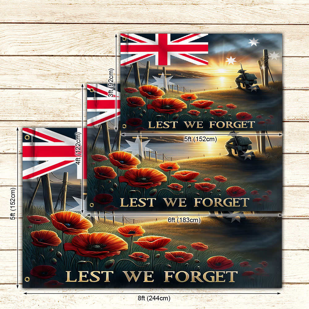 Lest We Forget Grommet Flag for Anzac Day and Remembrance Day