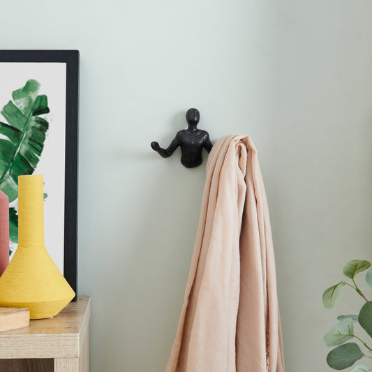 Black Cast Iron "Palms Up" Wall Hooks for Towels and Bags