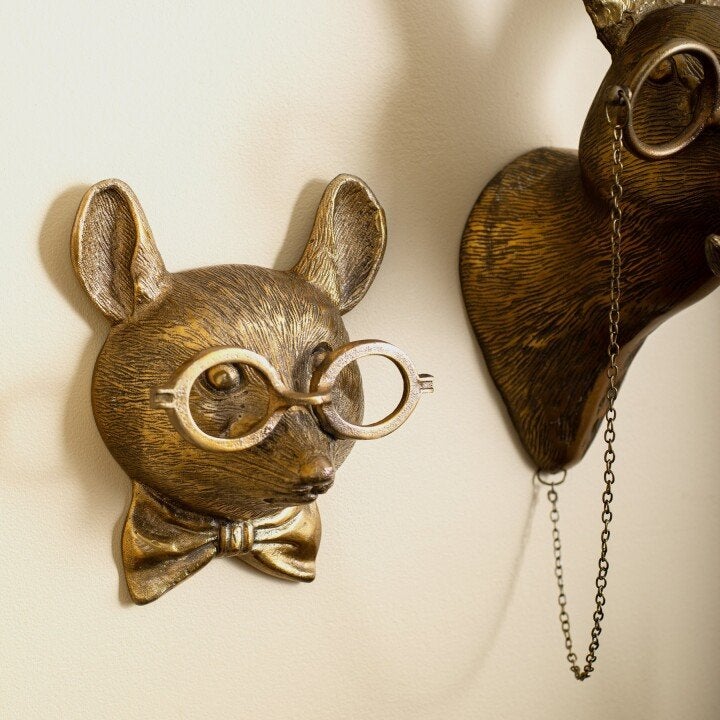 Animal Head Wall Decoration - Hand-Painted Deer, Fox, Rabbit, Mole, Bear