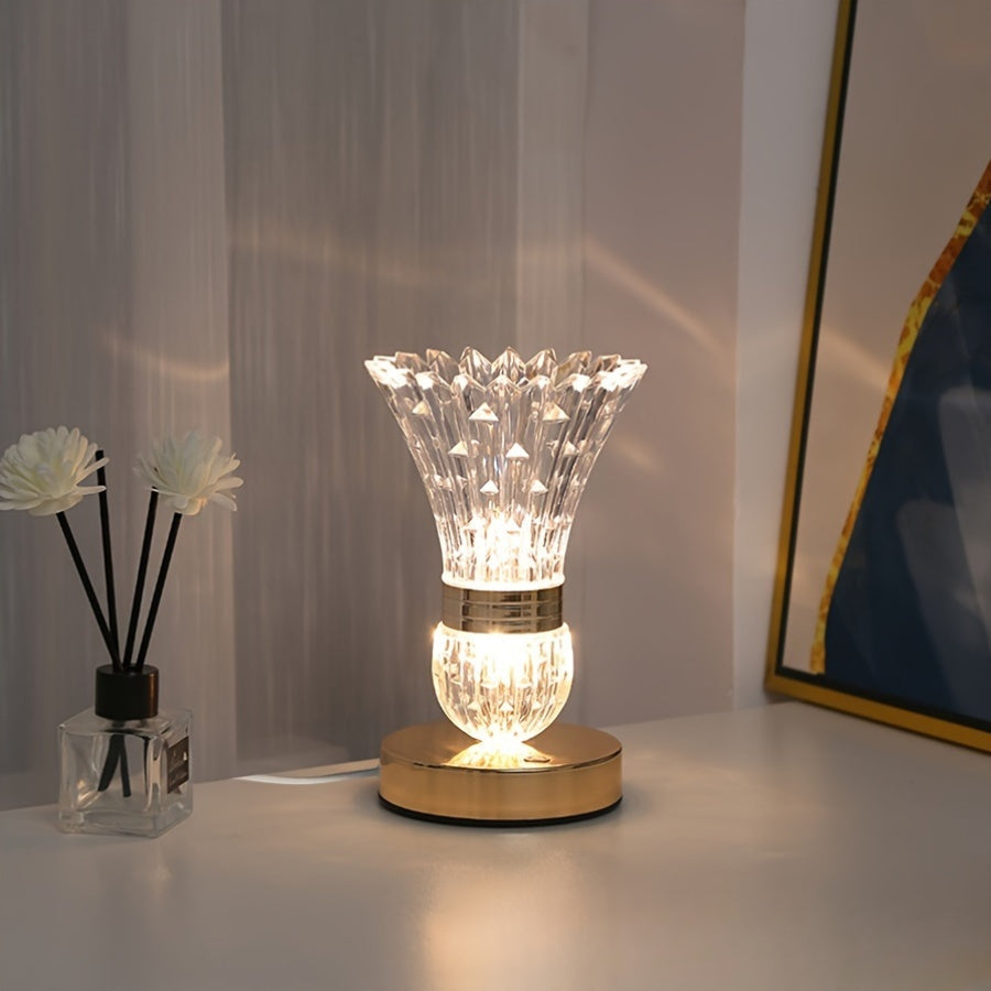 Dimmable LED Crystal Table Lamp with USB Connection