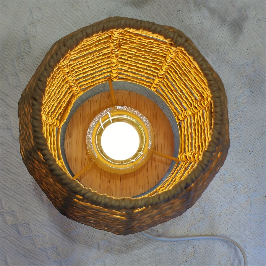 Handmade Wood Table Lamp with Warm LED Light