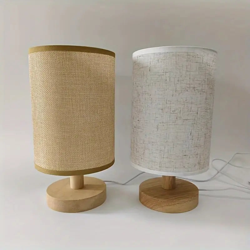 Minimalist Wooden Base Table Lamp with Fabric Shade