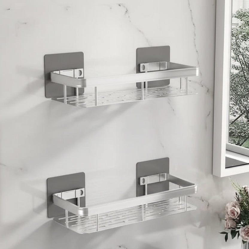 Drill-Free Adhesive Bathroom Shelf - Modern Storage Solution