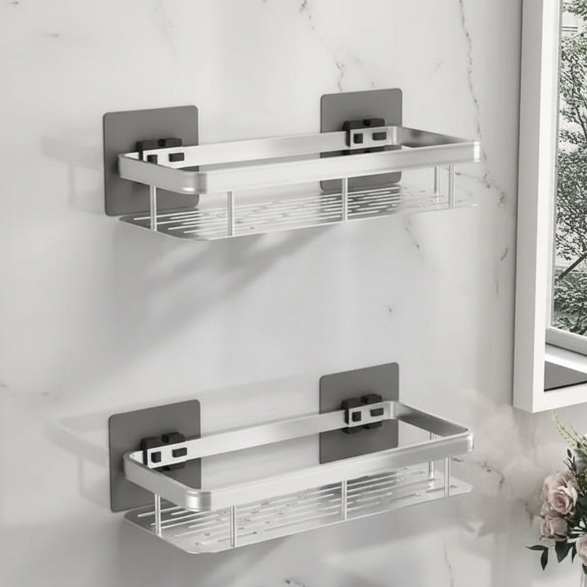 Drill-Free Adhesive Bathroom Shelf - Modern Storage Solution