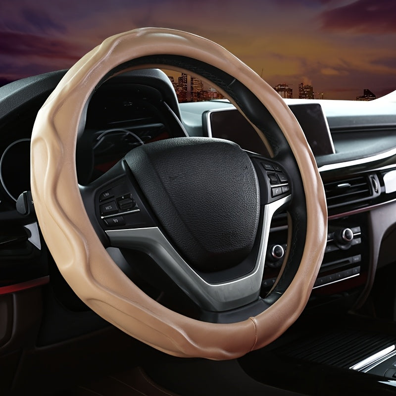 PU Leather Ergonomic Steering Wheel Cover with Non-Slip Grip