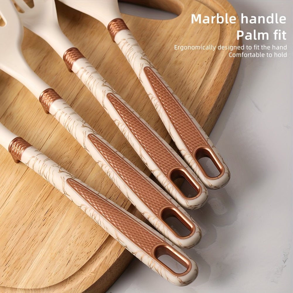 Silicone Kitchen Utensil Set with Wooden Handles