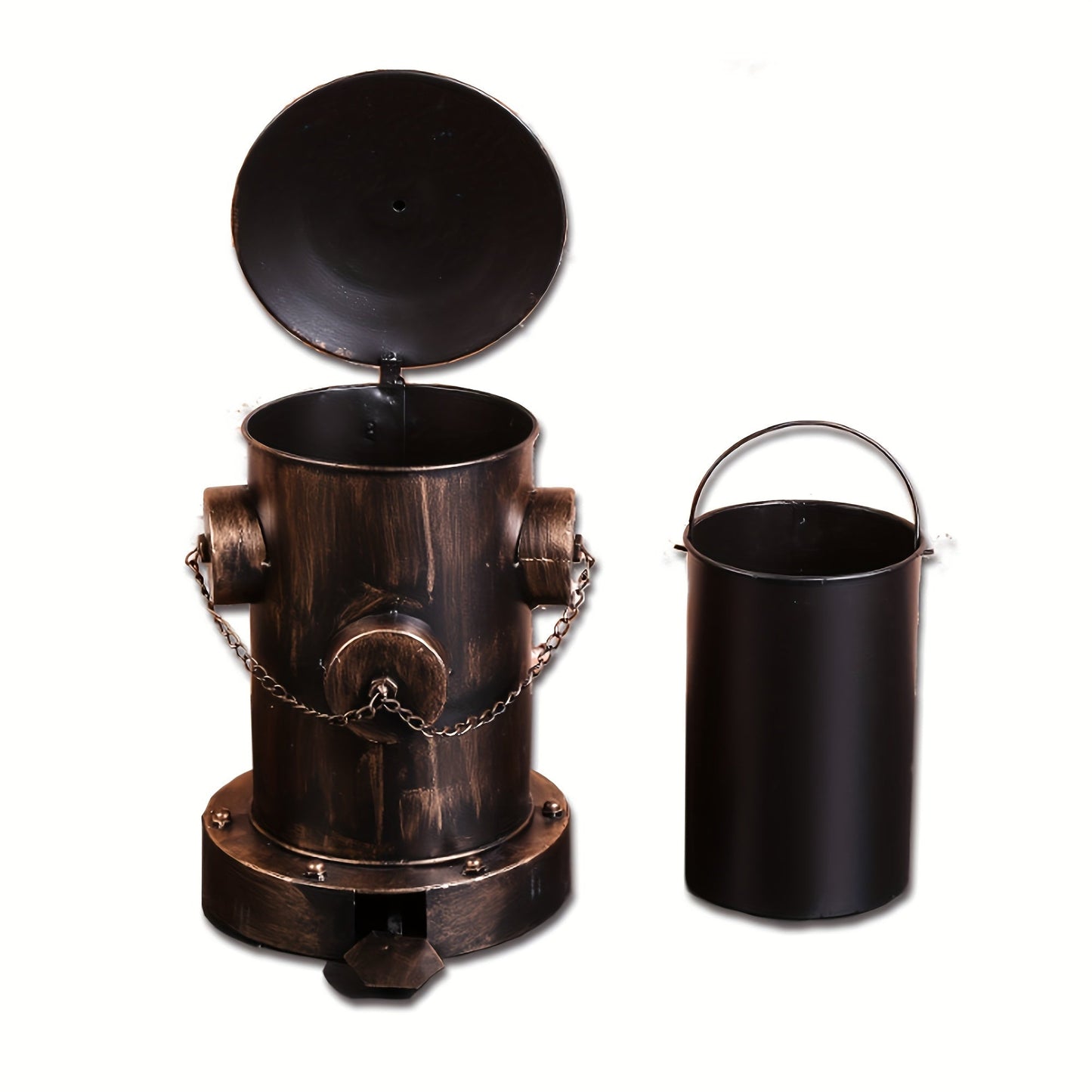 Vintage Fire Hydrant Trash Can with Foot Pedal - Retro Metal Waste Bin