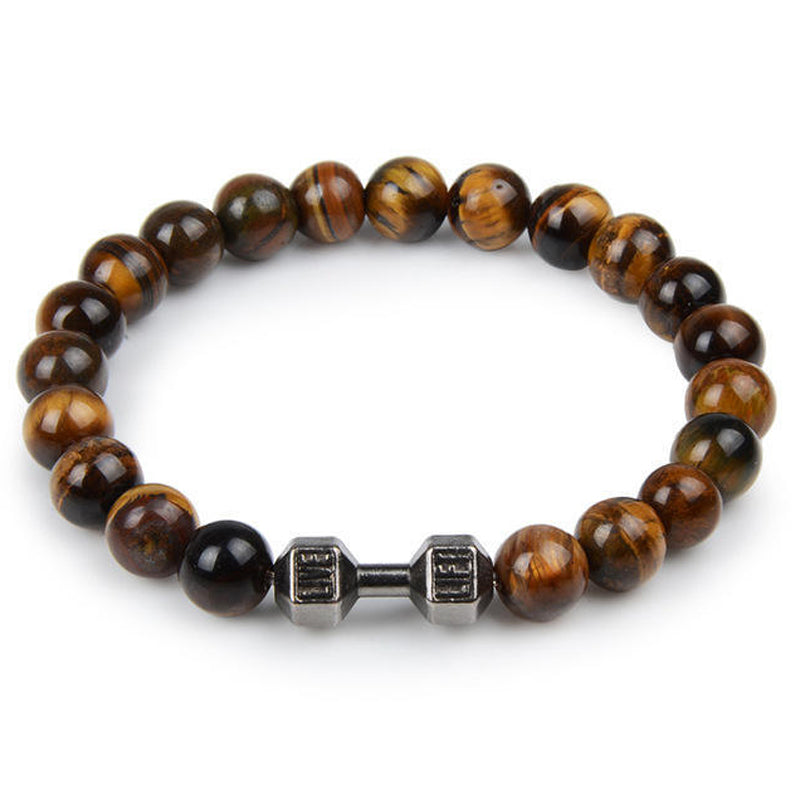 Chakra Dumbbell Bracelet in Black Onyx and Lava Stone