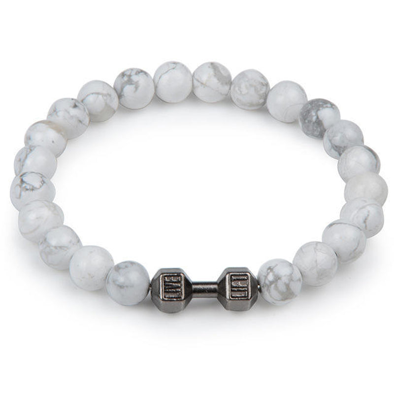 Chakra Dumbbell Bracelet in Black Onyx and Lava Stone