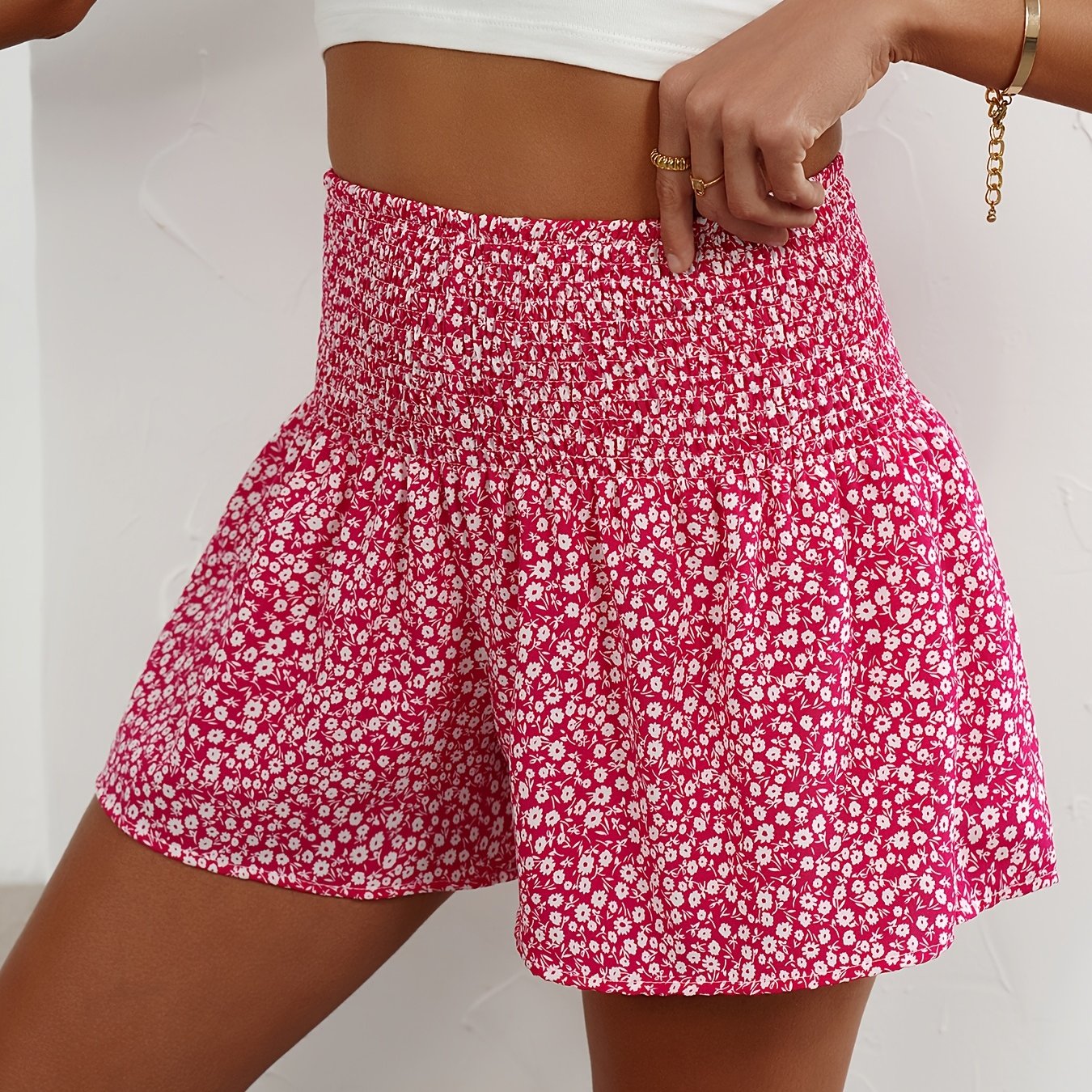 Lightweight Floral Women's Summer Shorts with Elastic Waistband