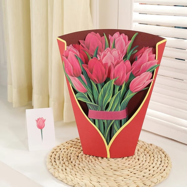 Realistic Pop-up Flower Art with Free Greeting Card