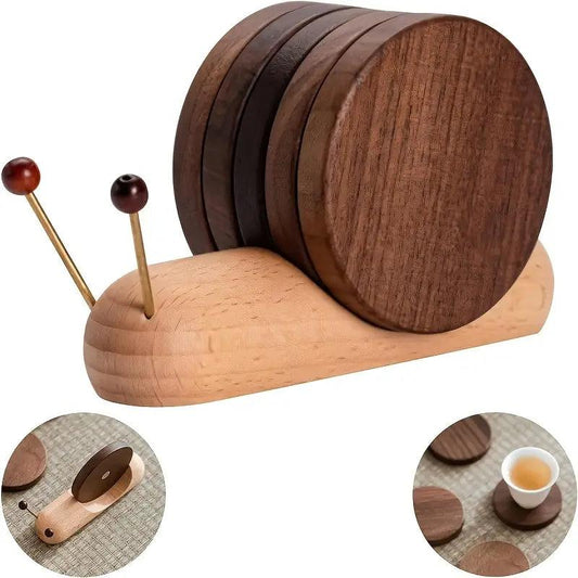 Wooden Coaster Set with Tree Trunk Design for Table Protection