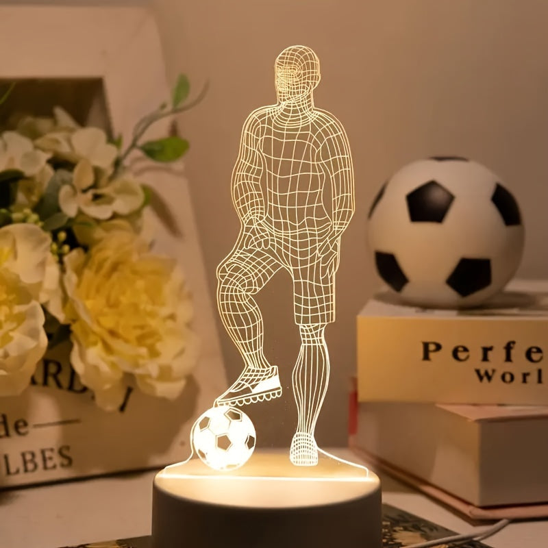 3D Soccer Player Lamp - Contemporary Acrylic Night Light