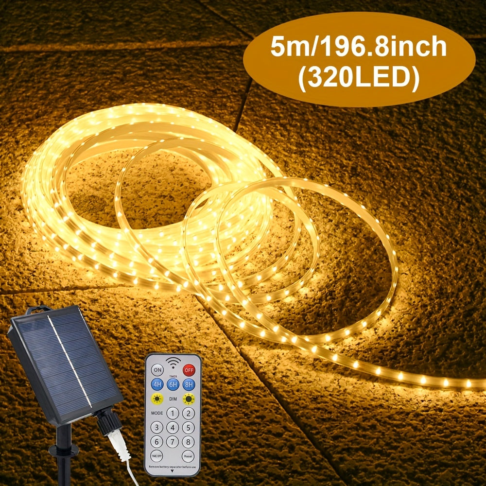 Solar-Powered LED Rope Lights with 8 Modes - 320/640 LEDs