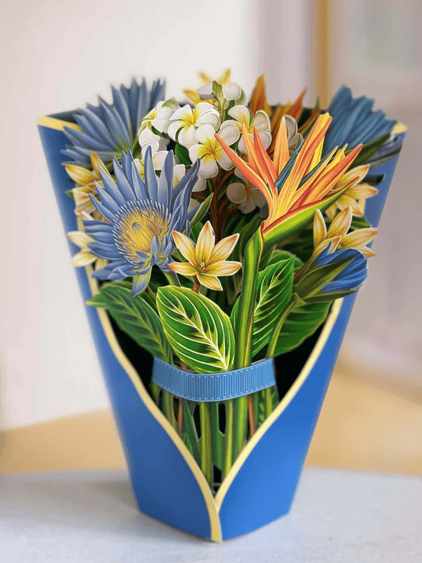 Realistic Pop-up Flower Art with Free Greeting Card