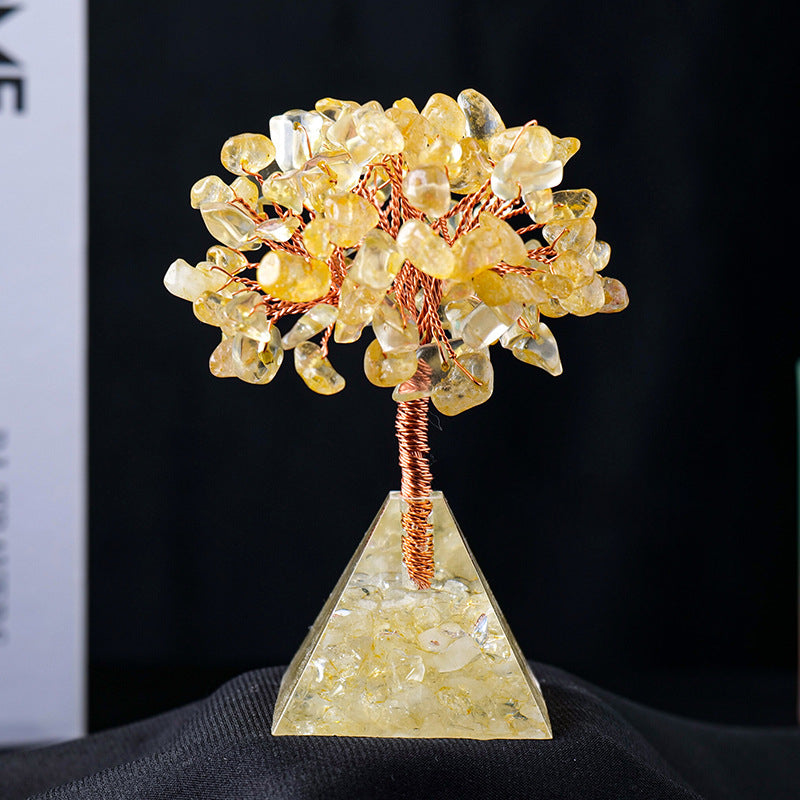 Natural Crystal Feng Shui Tree with Pyramid Base