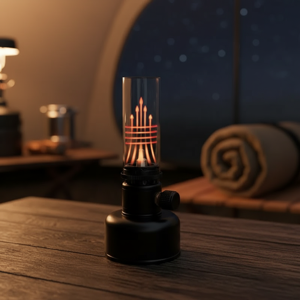 Mini Gas Flame Torch Table Lamp - Adjustable Aluminum Outdoor Lighting