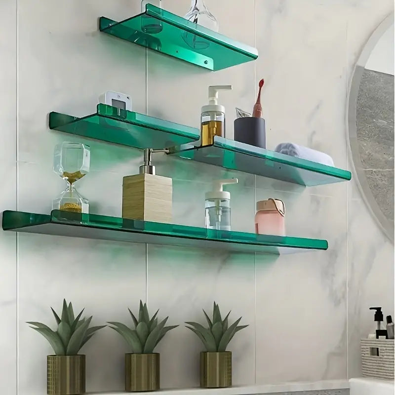 Industrial Blue Floating Wall Shelf with Easy Installation