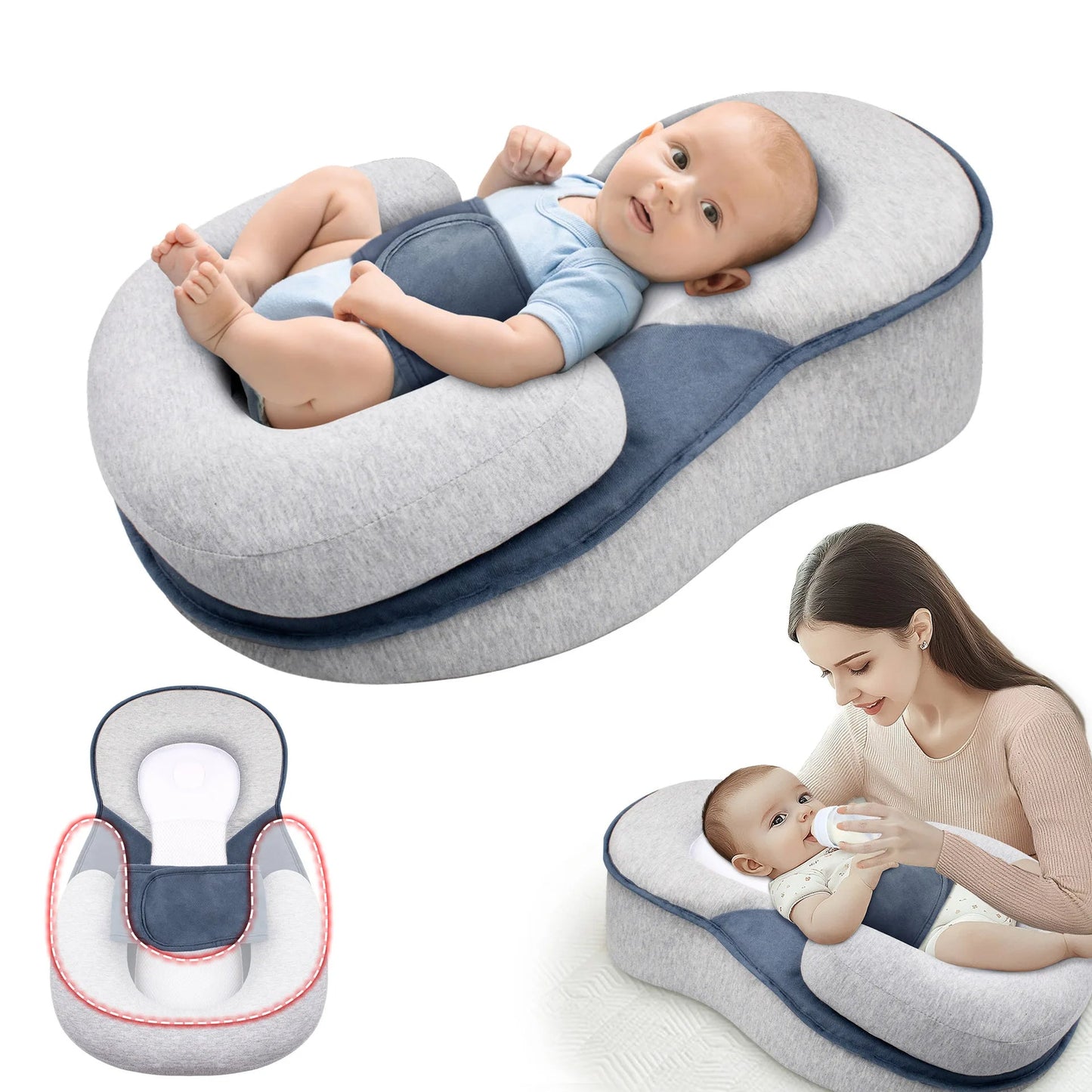 Elevated Anti-Reflux Baby Lounger for Newborns and Infants