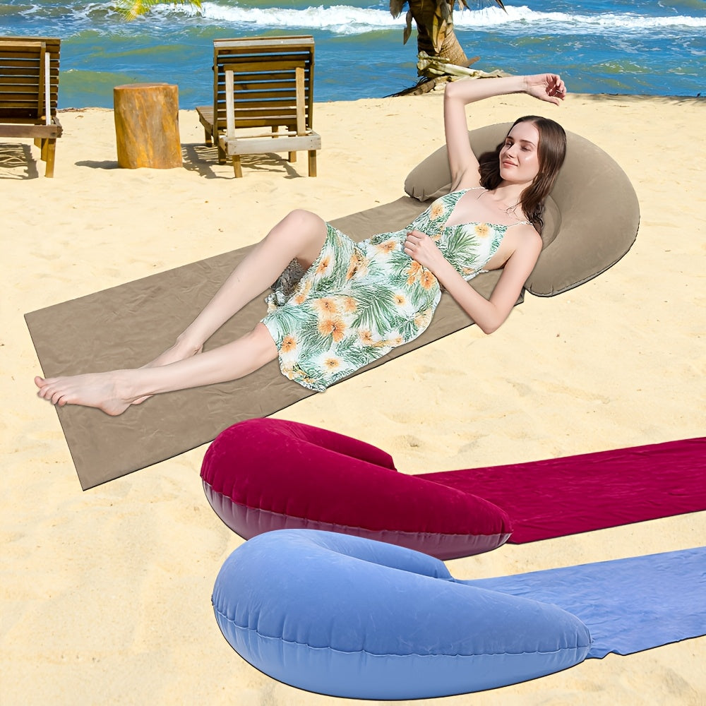 Inflatable Beach Mat with Pillow for Camping and Lounging