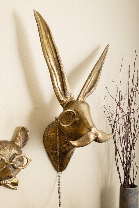 Animal Head Wall Decor - Hand-Painted Deer, Fox, Rabbit, Mole, Bear