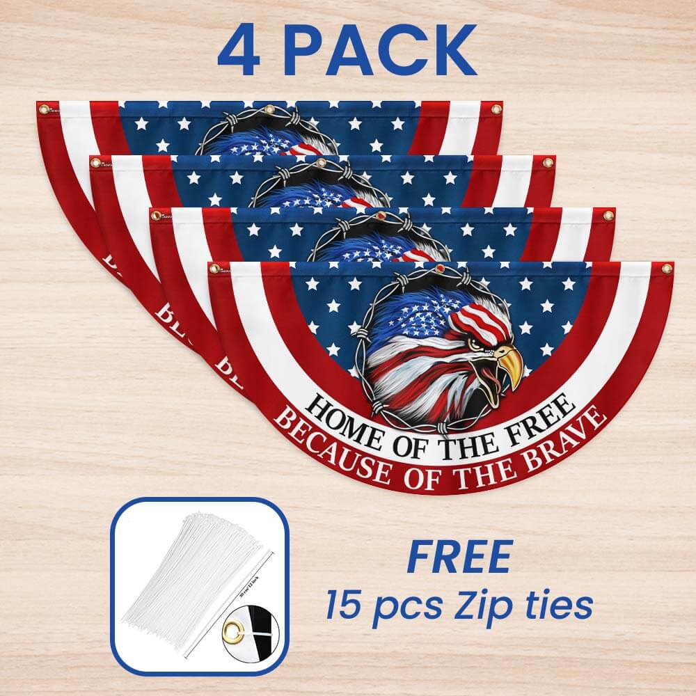 Patriotic Bunting Flag with Eagle Design - Double-Sided Canvas Flag