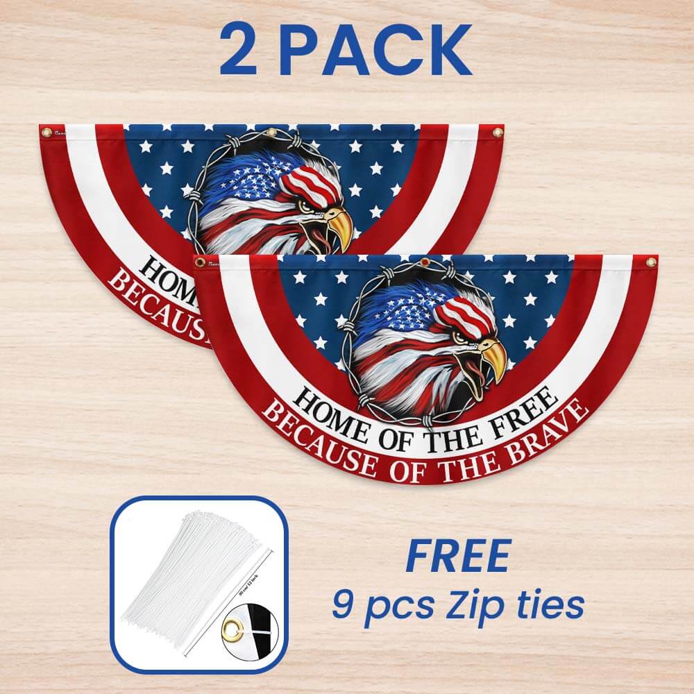 Patriotic Bunting Flag with Eagle Design - Double-Sided Canvas Flag