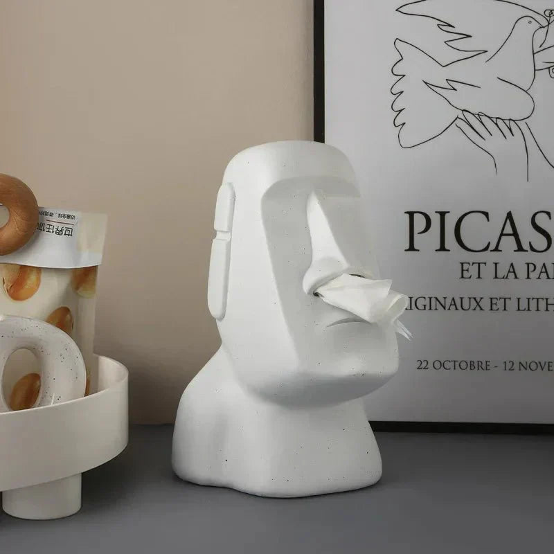 Easter Island Statues Tissue Box in Resin