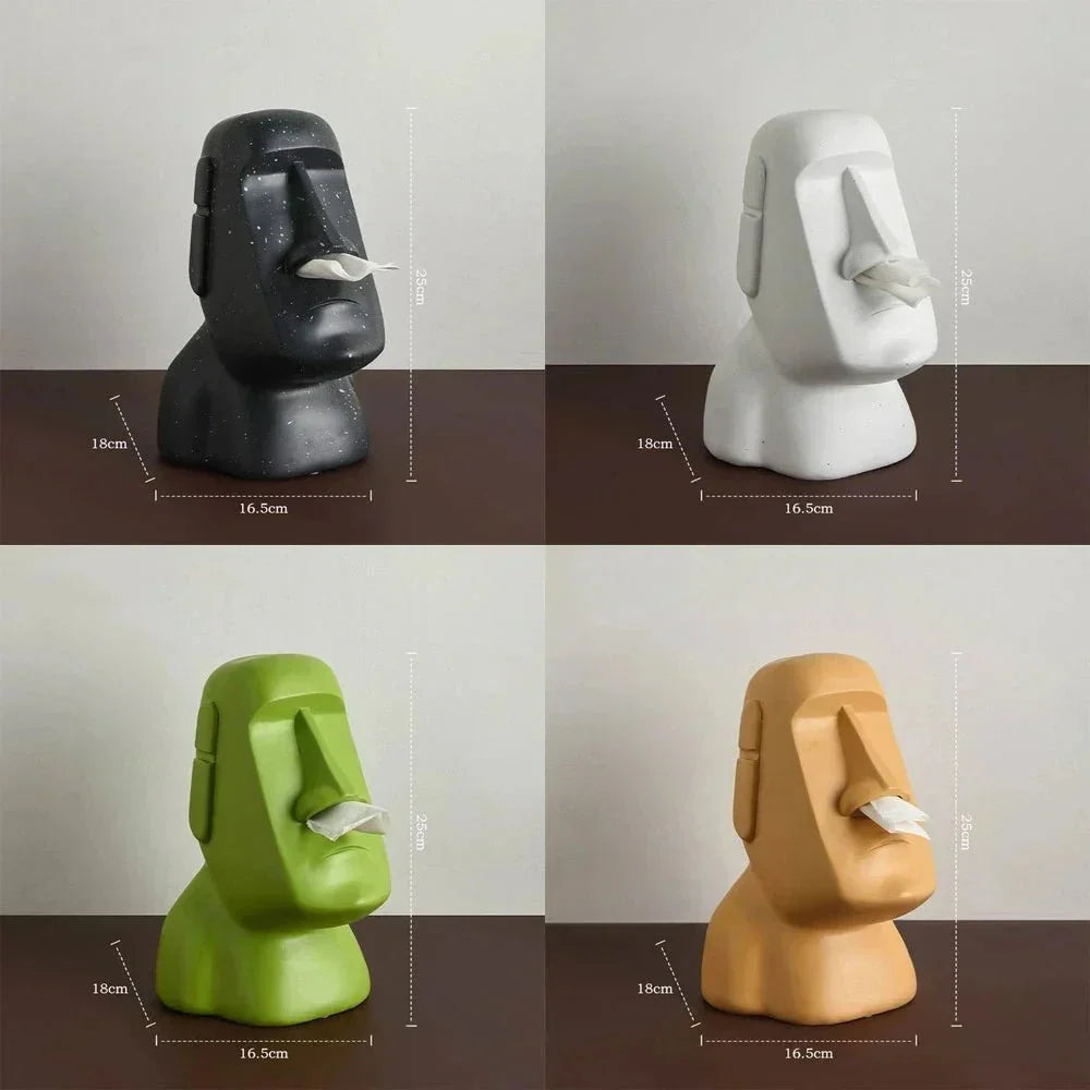 Easter Island Statues Tissue Box in Resin