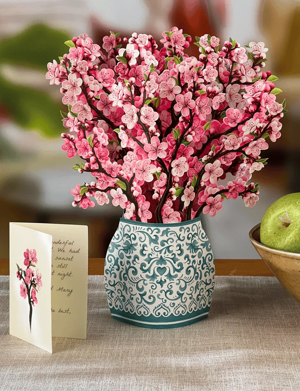 Realistic Pop-up Flower Art with Free Greeting Card