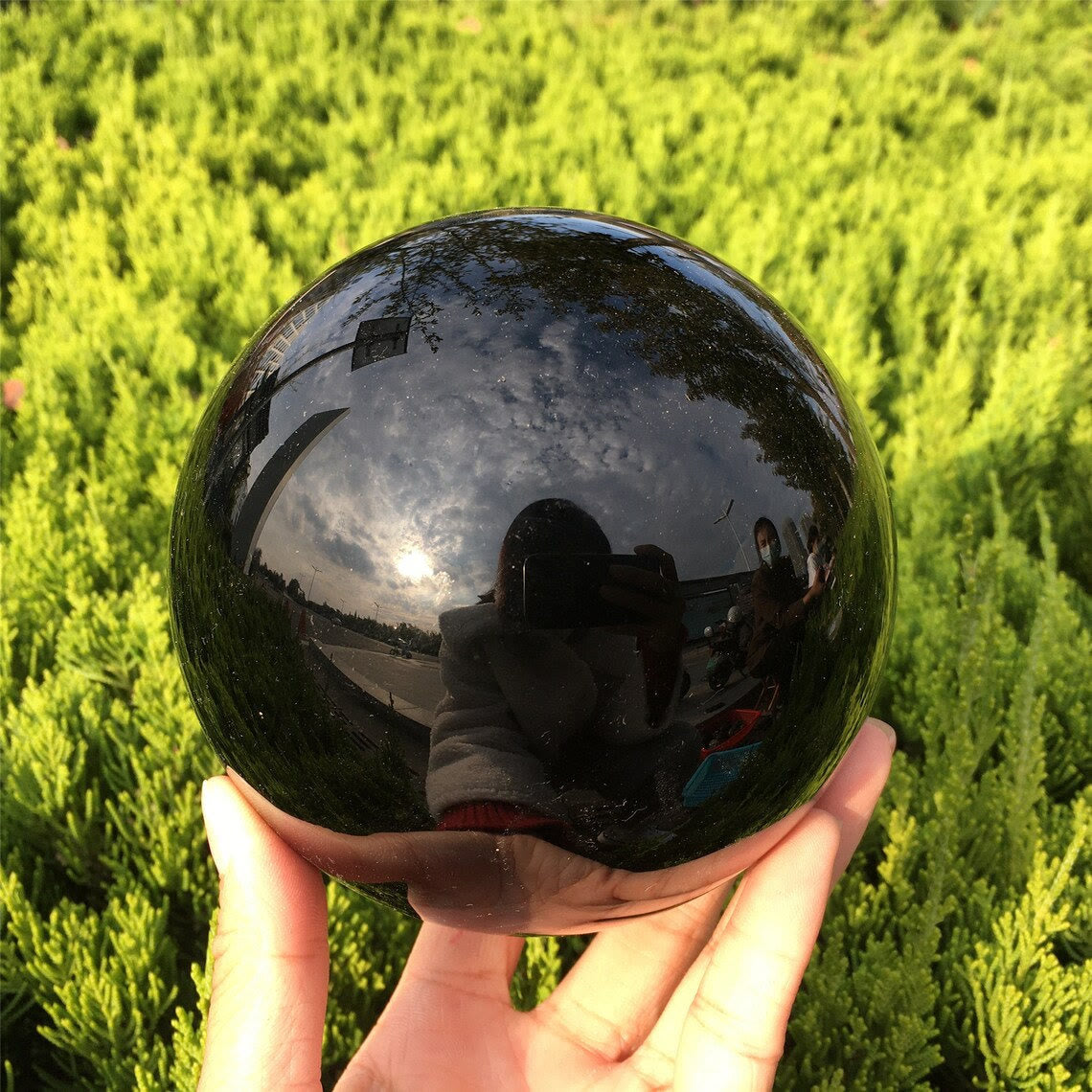 Obsidian Crystal Sphere Decoration for Energy Cleansing