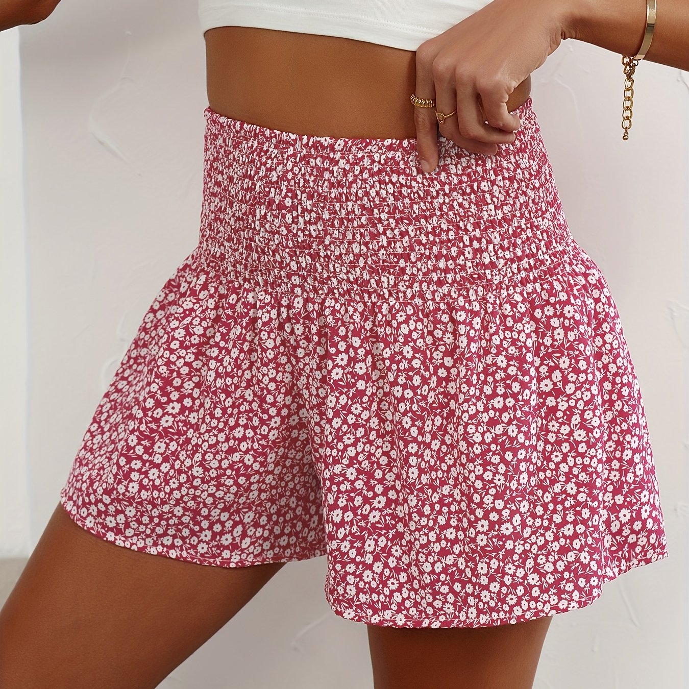 Lightweight Floral Women's Summer Shorts with Elastic Waistband