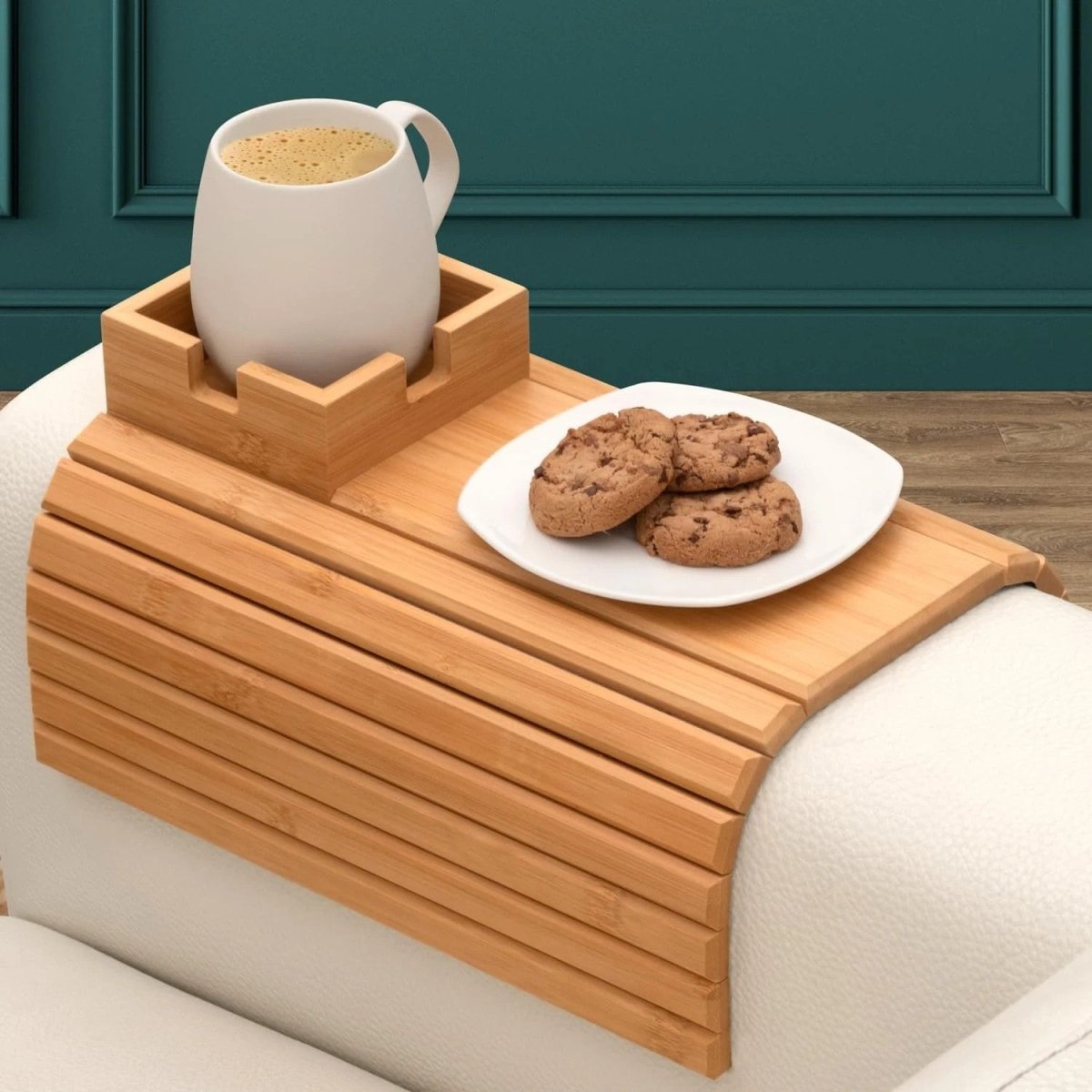 Non-Slip Eco-Friendly Bamboo Couch Tray