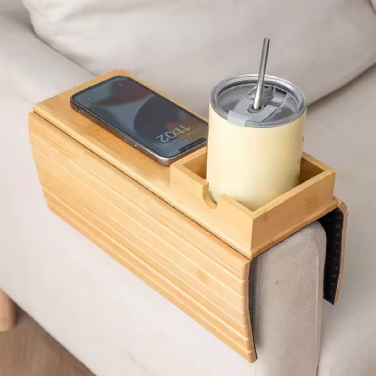 Non-Slip Eco-Friendly Bamboo Couch Tray