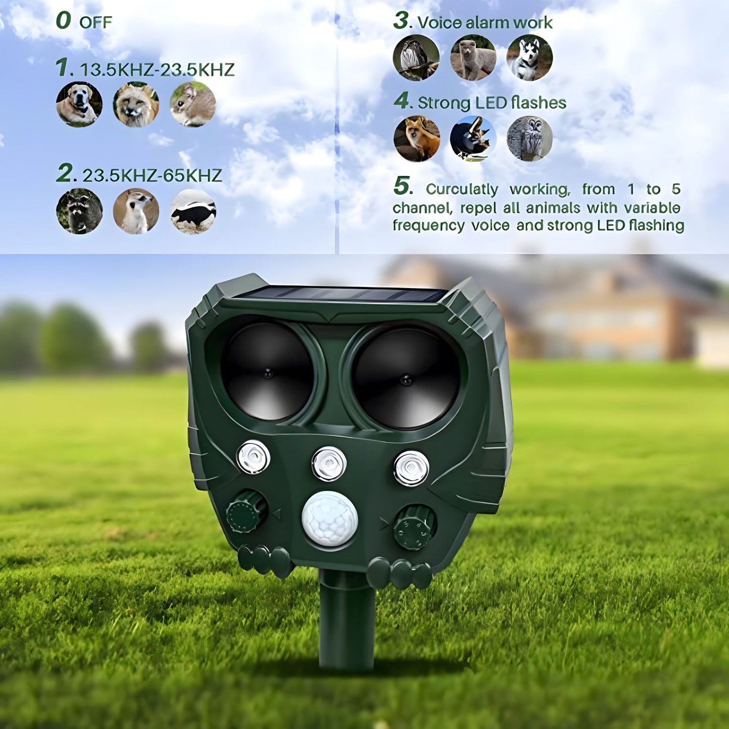 Solar-Powered Ultrasonic Animal Repellent for Garden Protection