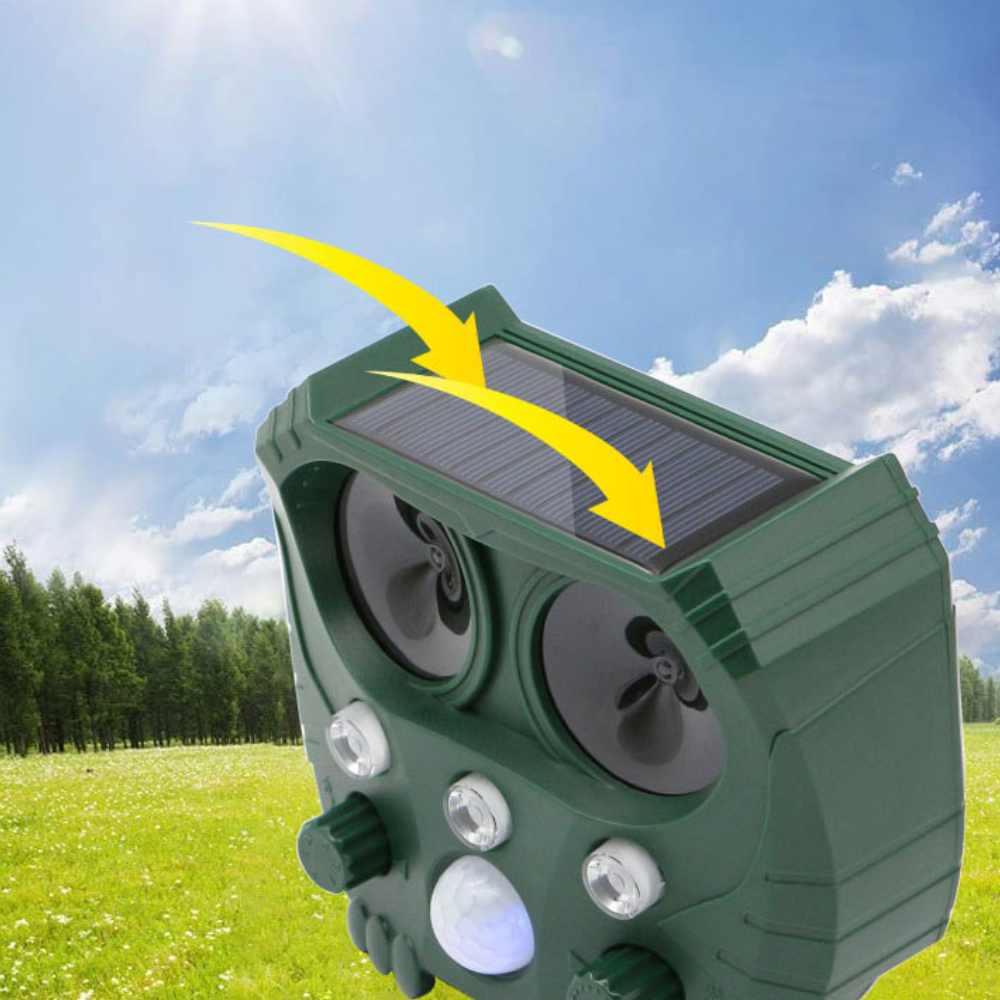 Solar-Powered Ultrasonic Animal Repellent for Garden Protection