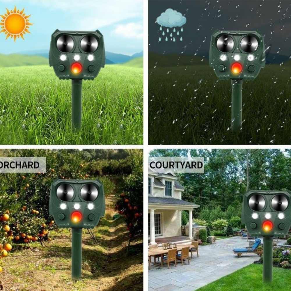 Solar-Powered Ultrasonic Animal Repellent for Garden Protection