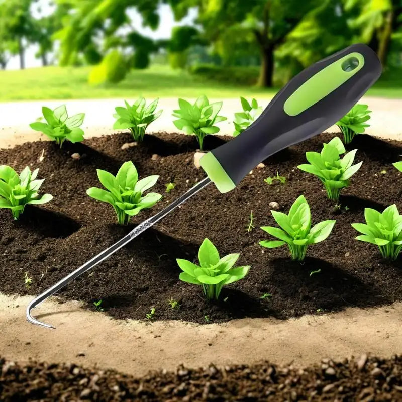 Ergonomic Stainless Steel Weed Remover with V-Shaped Tip