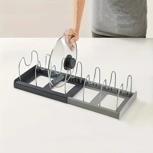 Adjustable Pot and Lid Organizer for Kitchen Cabinets