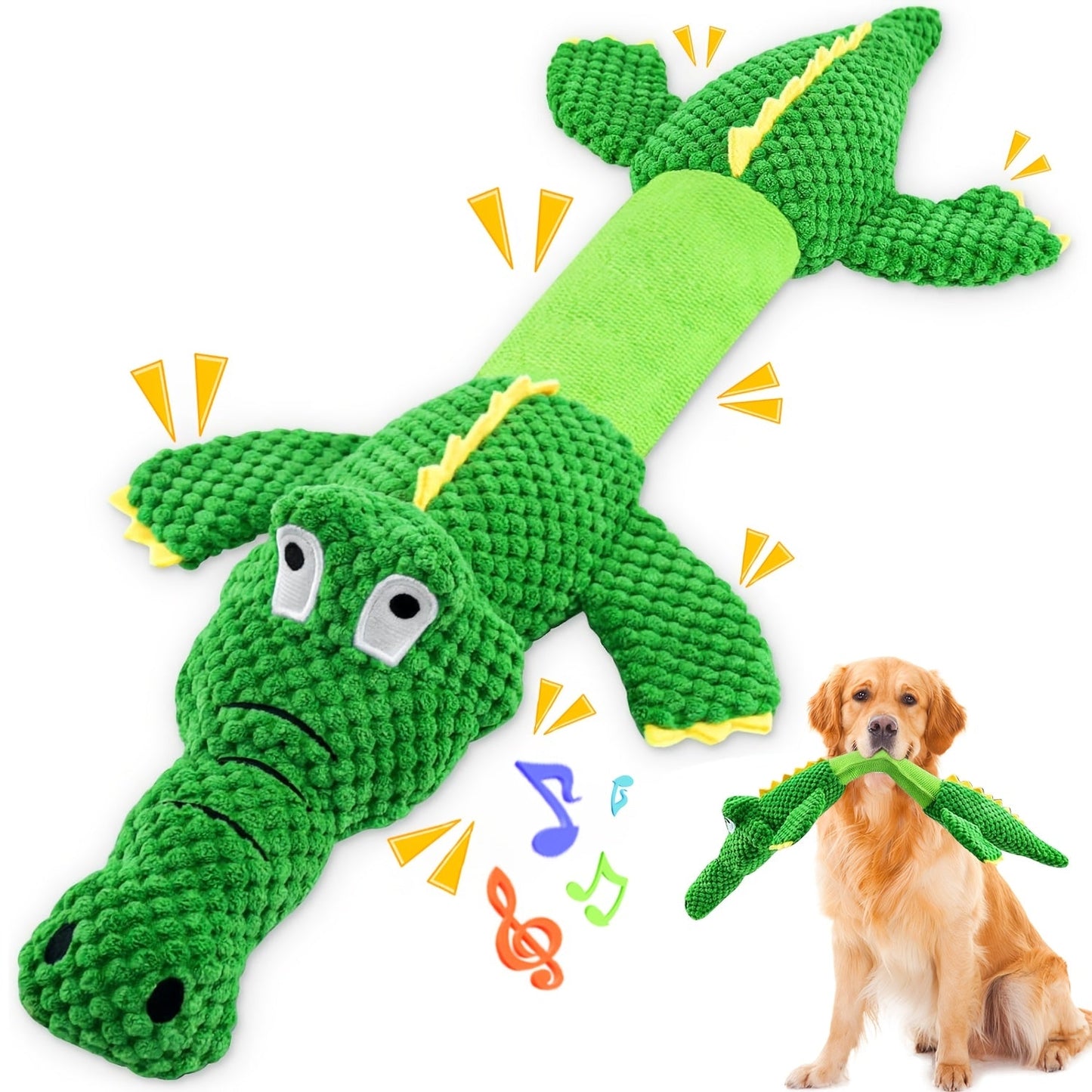 Durable Crocodile Dog Toy with Squeaker for Interactive Play
