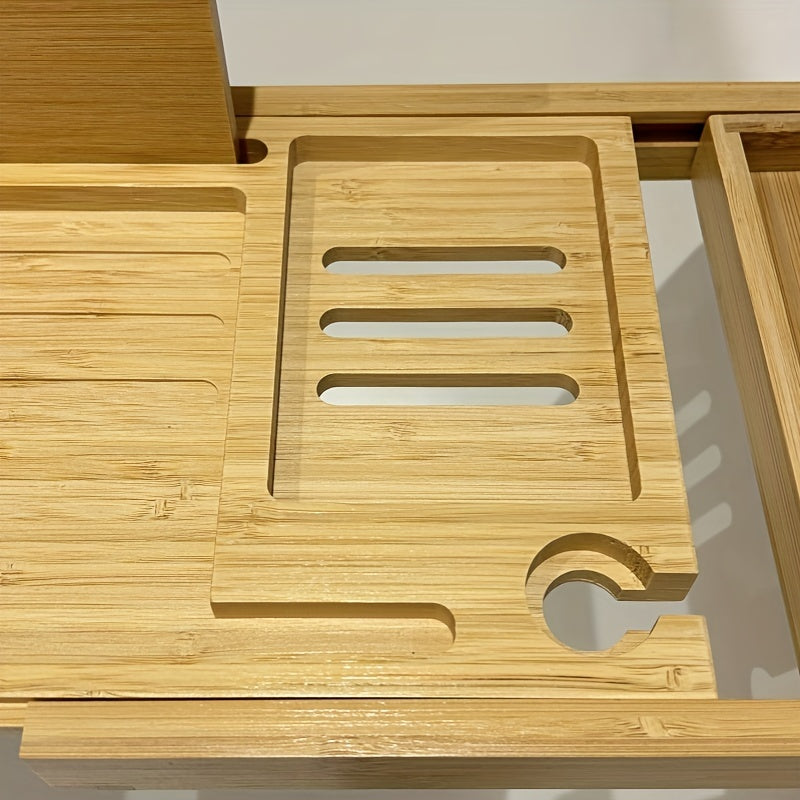 Adjustable Bamboo Bathtub Tray for Relaxation