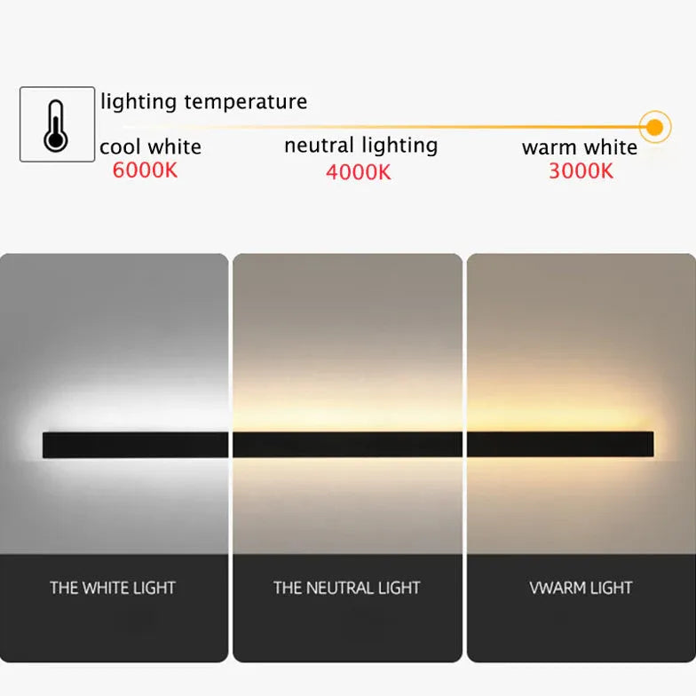 Minimalist Black LED Outdoor Wall Light with Dimmable Warm White Option