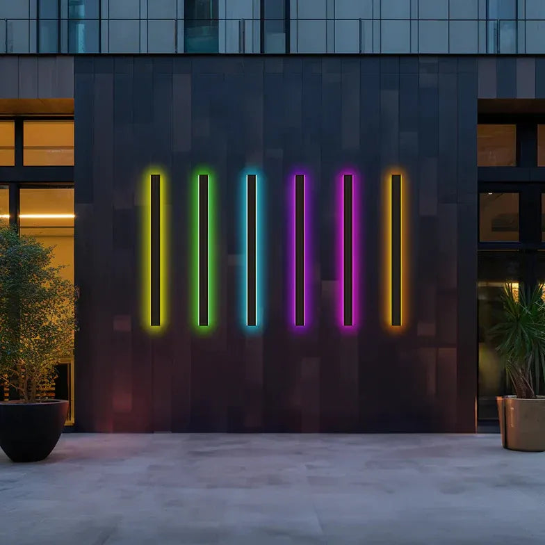 Minimalist Black LED Outdoor Wall Light with Dimmable Warm White Option