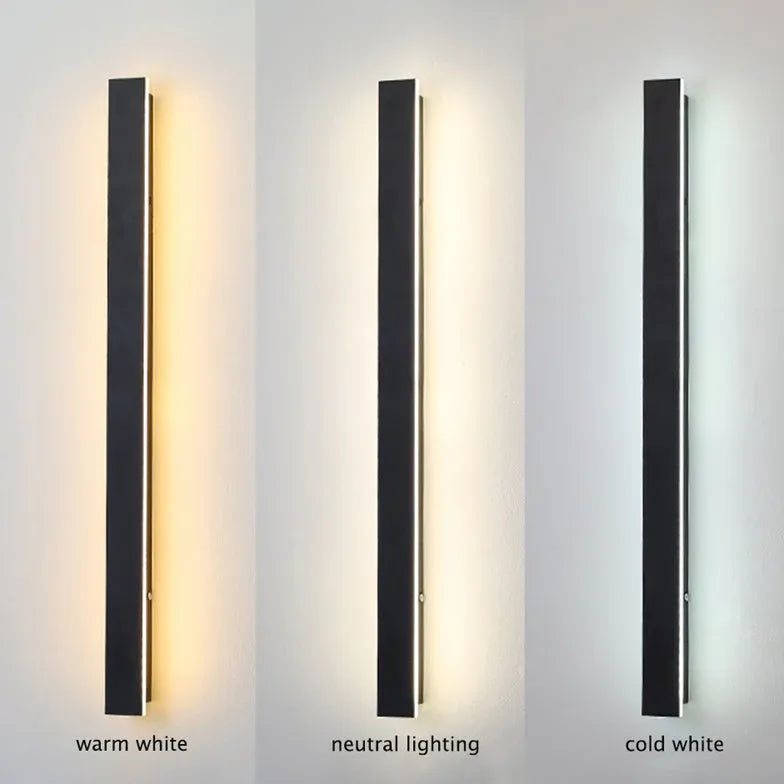 Minimalist Black LED Outdoor Wall Light with Dimmable Warm White Option