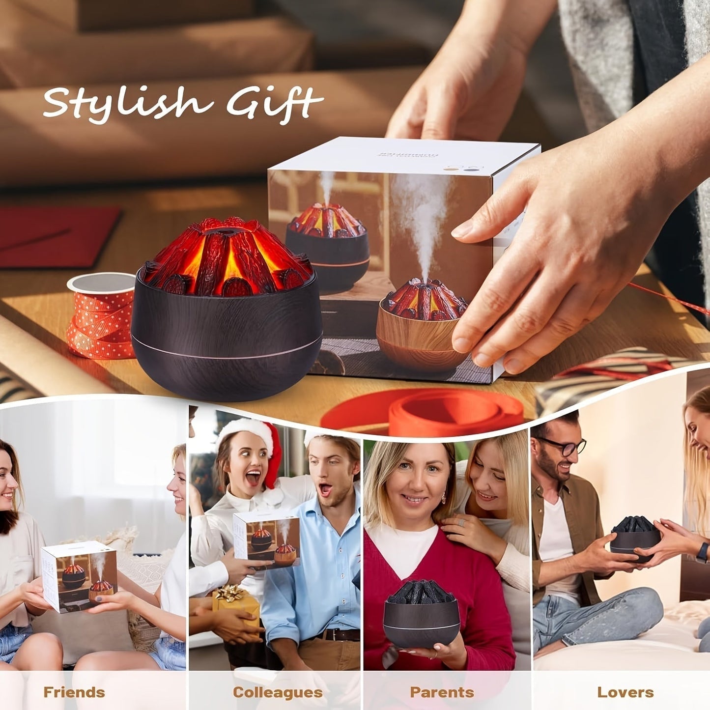 Mini Charcoal Fire Humidifier with Realistic Flame Effect