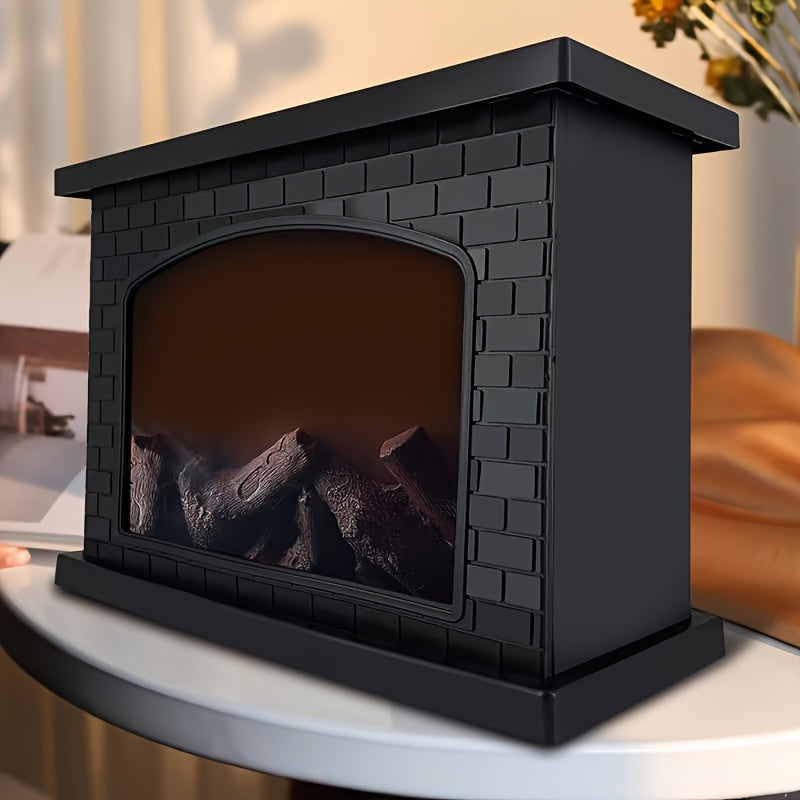 Cozy Rectangular Fireplace Lantern with Realistic Flame Effect
