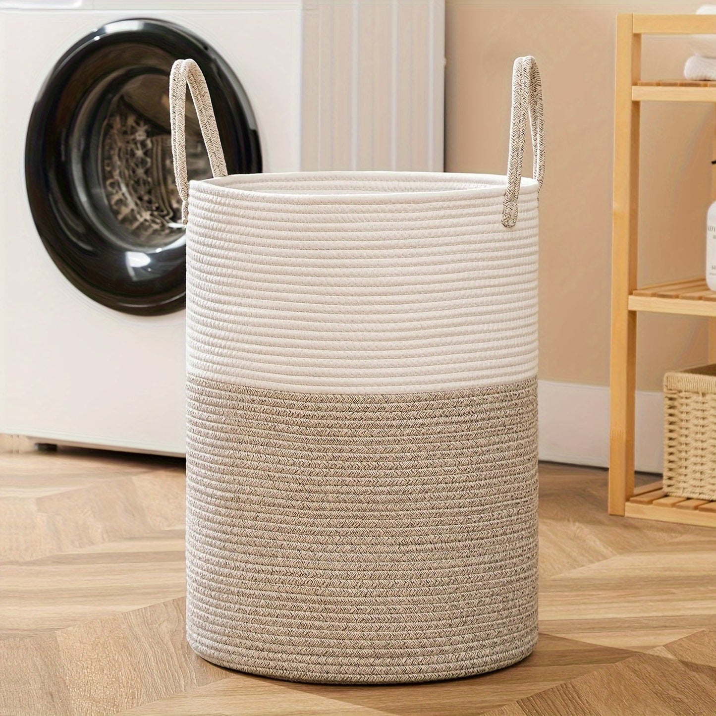 Extra-Large Cotton Rope Laundry Hamper Basket with Handles