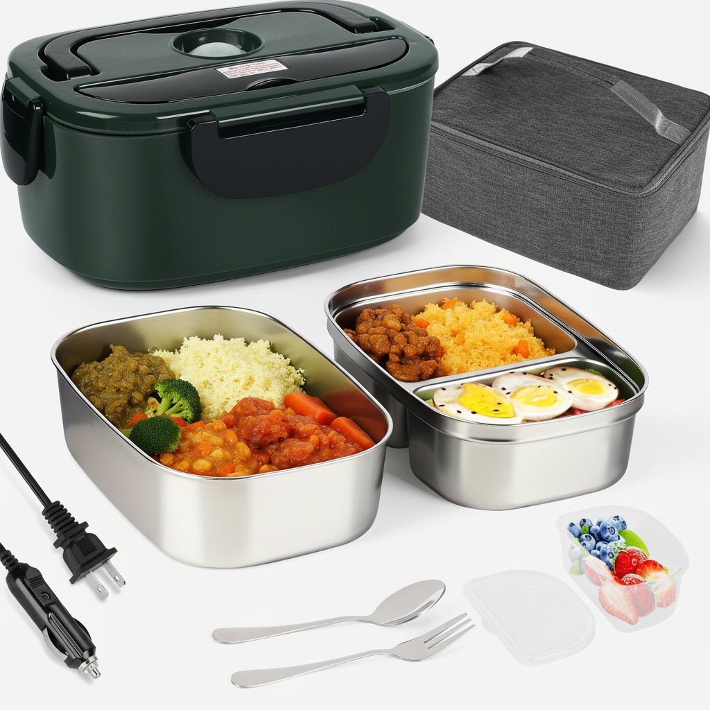 3-in-1 Electric Lunch Box Food Heater with Insulated Carry Bag